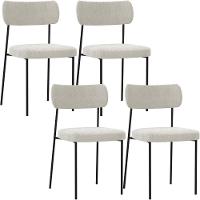 Kit 04 Cadeiras Para Sala De Jantar Melina L02 Bouclê Creme - 1