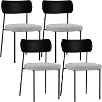 Kit 04 Cadeiras Para Sala De Jantar Melina L02 Preto Cinza - 1