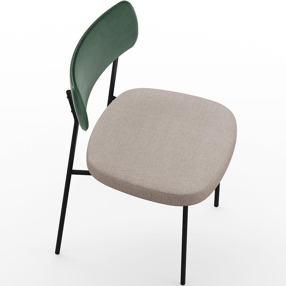 Kit 02 Cadeiras Para Sala De Jantar L02 Verde Musgo Bege - 2