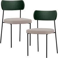Kit 02 Cadeiras Para Sala De Jantar L02 Verde Musgo Bege - 1