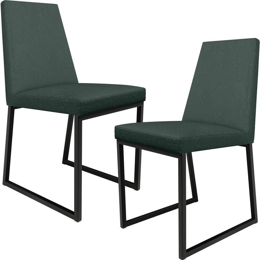 Kit 02 Cadeiras Sala Jantar Preto L02 Verde Musgo - 1