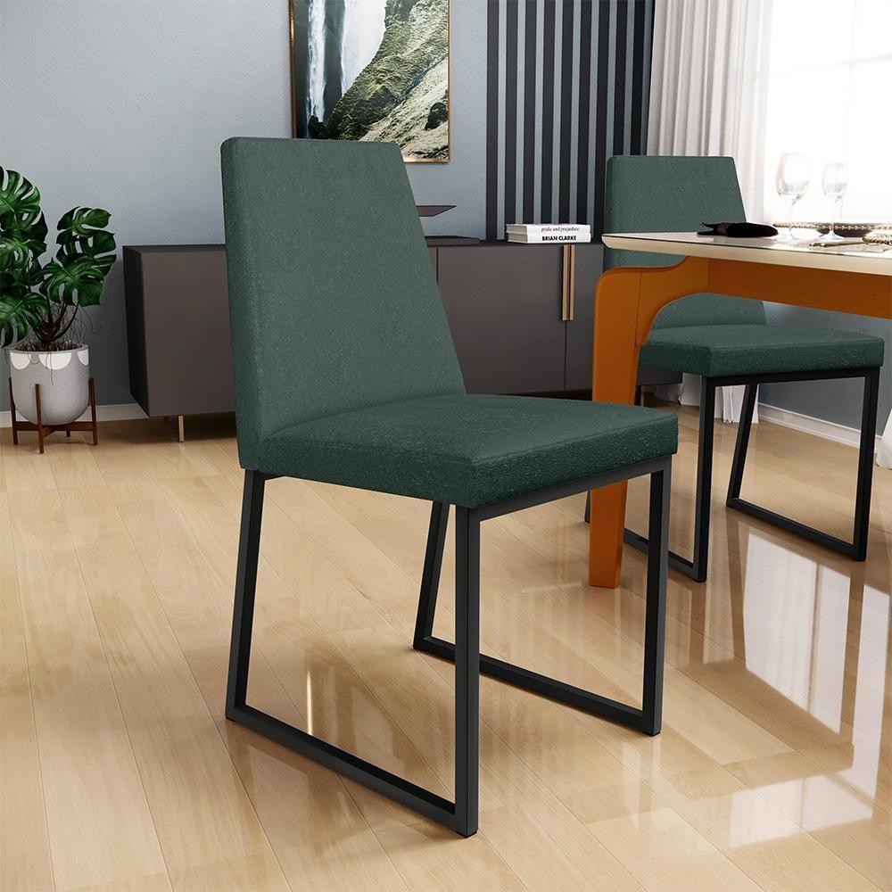 Kit 02 Cadeiras Sala Jantar Preto L02 Verde Musgo - 7