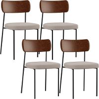 Kit 04 Cadeiras Para Sala De Jantar Melina L02 Marrom Bege - 1
