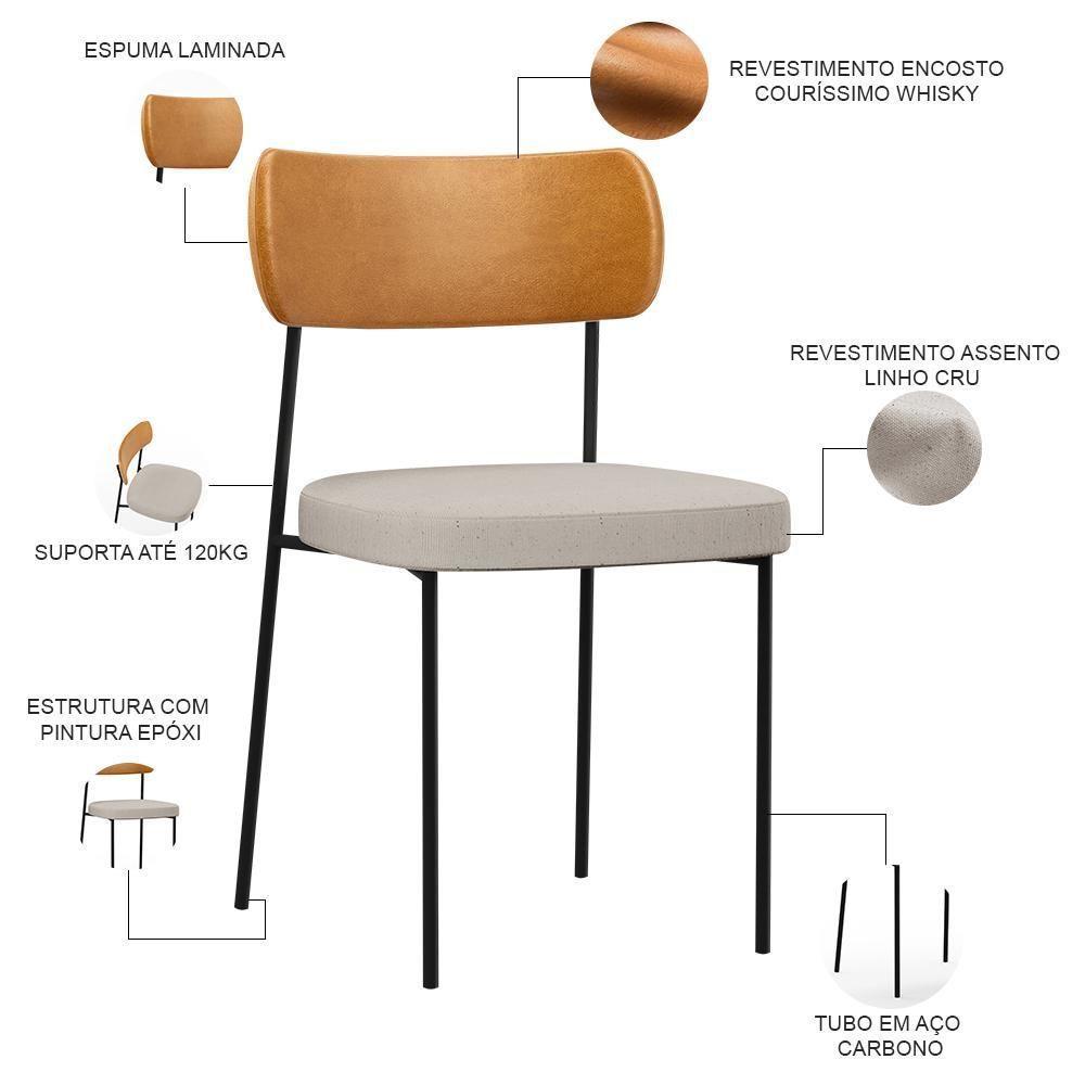 Kit 08 Cadeiras Para Sala De Jantar Melina L02 Whisky Cru - 6