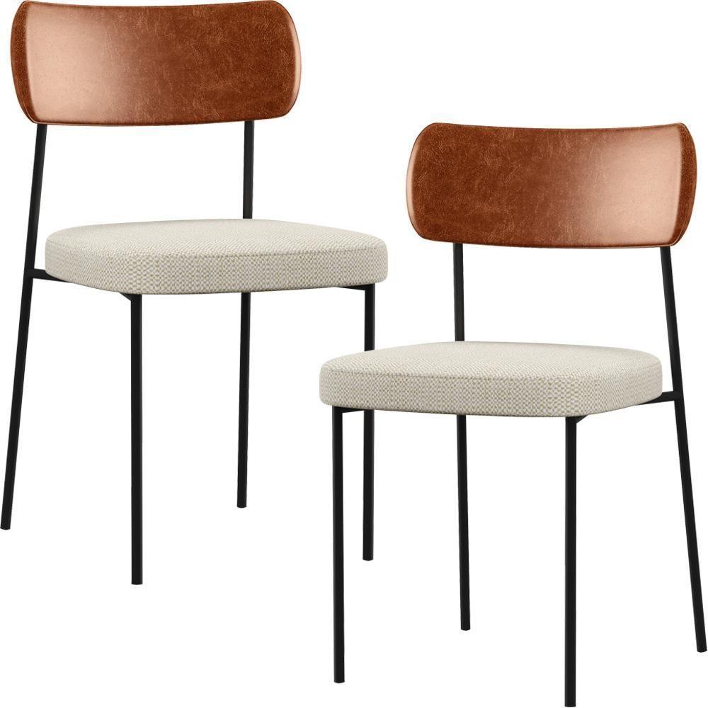 Kit 02 Cadeiras Sala De Jantar L02 Camel Champagne - 1