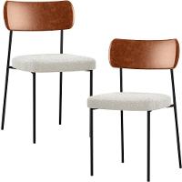 Kit 02 Cadeiras Sala De Jantar L02 Camel Bouclê Creme - 1