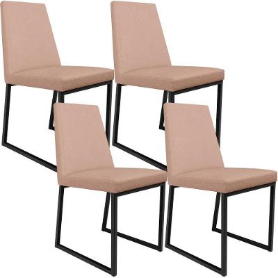 Kit 04 Cadeiras Sala De Jantar Preto L02 Rosê
