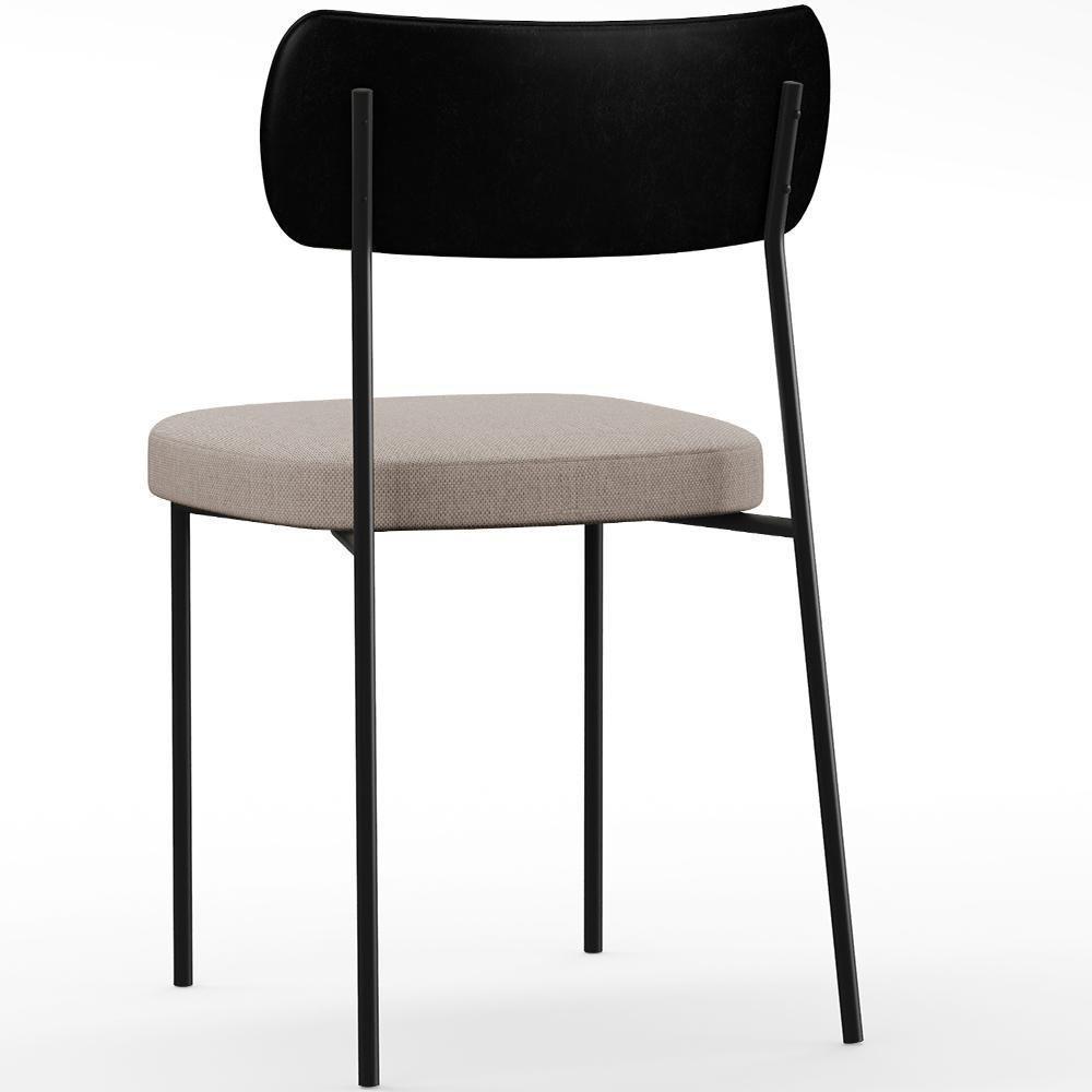 Kit 02 Cadeiras Sala De Jantar L02 Preto Bege - 4