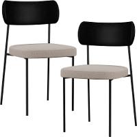 Kit 02 Cadeiras Sala De Jantar L02 Preto Bege - 1