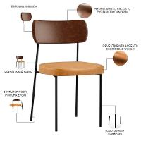 Cadeira Para Cozinha Sala De Jantar Melina L02 Whisky Marrom - 6