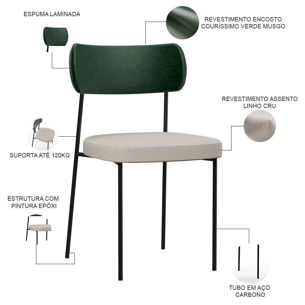 Kit 06 Cadeiras Sala De Jantar L02 Verde Musgo Cru - 6