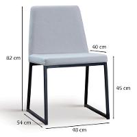 Cadeira Estofada Base Aço Preto F37 Linho Gelo Dmobiliario Gelo - 6