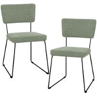 Kit 02 Cadeiras Decorativa Estofada Para Sala De Jantar Base Em Aço Allana L02 Bouclê Oliva - 1