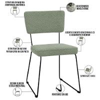 Kit 02 Cadeiras Decorativa Estofada Para Sala De Jantar Base Em Aço Allana L02 Bouclê Oliva - 7