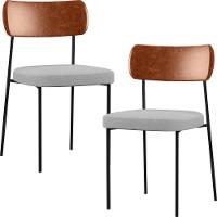 Kit 02 Cadeiras Sala De Jantar L02 Camel Cinza - 1