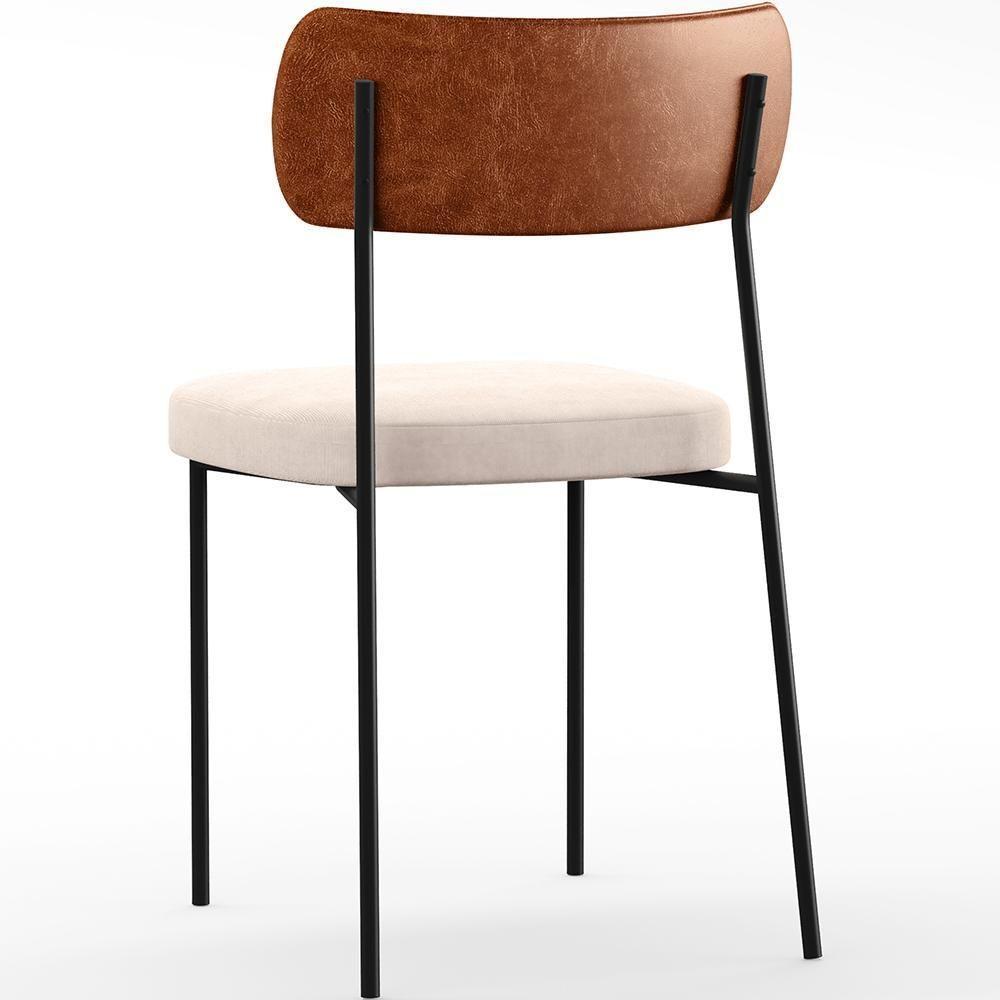 Kit 02 Cadeiras Sala De Jantar L02 Camel Suede Bege - 4