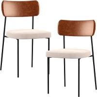 Kit 02 Cadeiras Sala De Jantar L02 Camel Suede Bege - 1