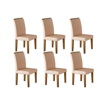 Conjunto: Mesa Sala Jantar Jade Kit 6 Un Imbuia/Veludo Creme - Rufato