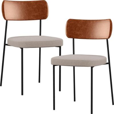 Kit 02 Cadeiras Sala De Jantar L02 Camel Bege