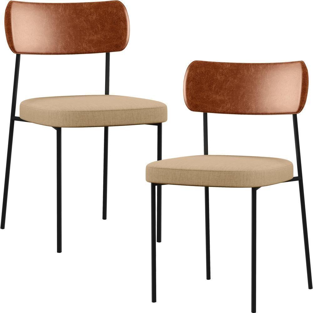 Kit 02 Cadeiras Para Sala De Jantar L02 Camel Bege Escuro - 1