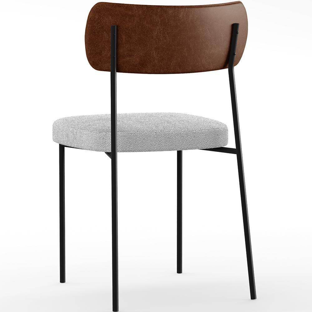 Kit 02 Cadeiras Sala De Jantar L02 Marrom Bouclê Cinza - 3