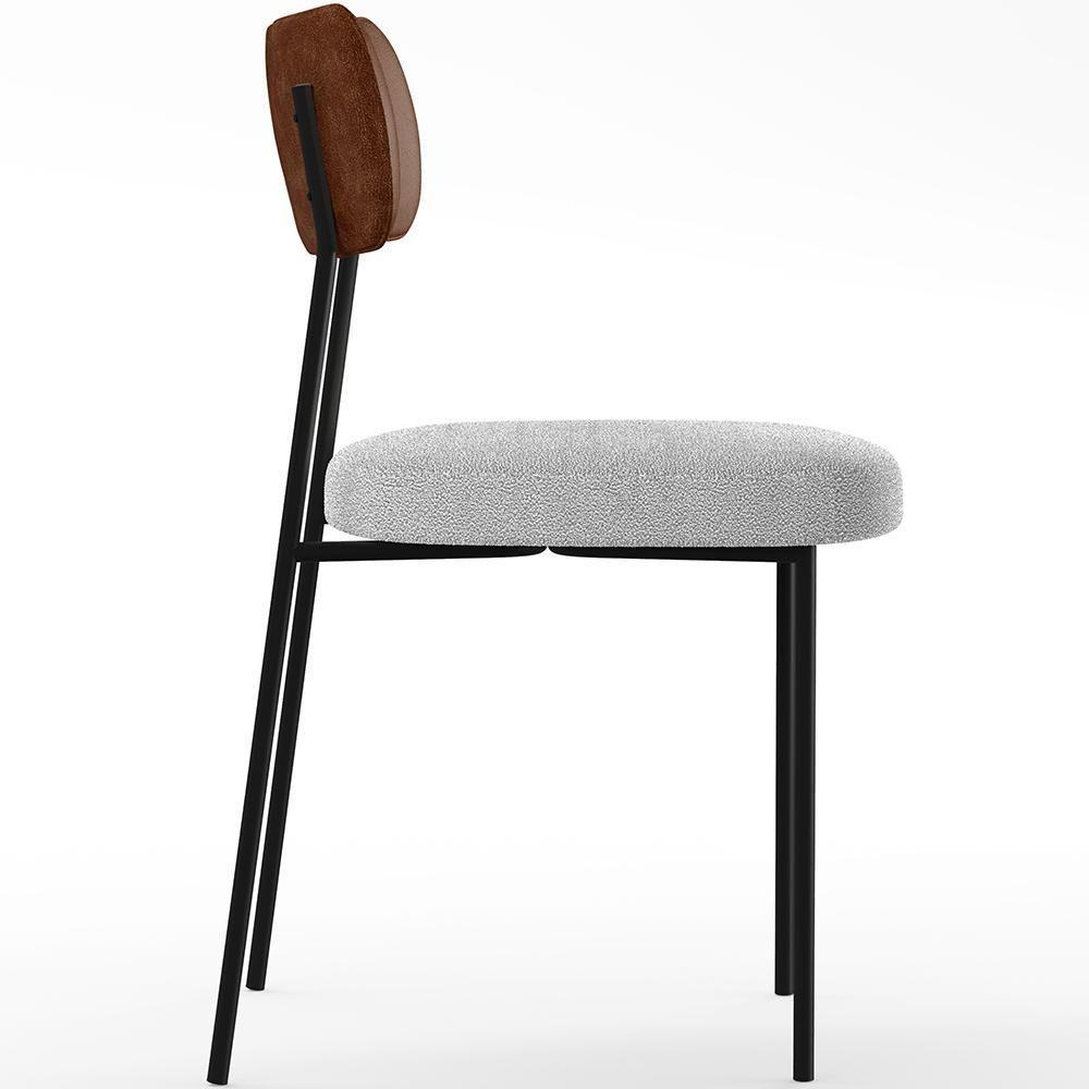 Kit 02 Cadeiras Sala De Jantar L02 Marrom Bouclê Cinza - 4