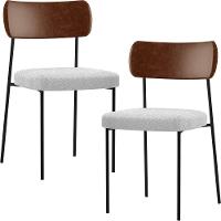 Kit 02 Cadeiras Sala De Jantar L02 Marrom Bouclê Cinza - 1