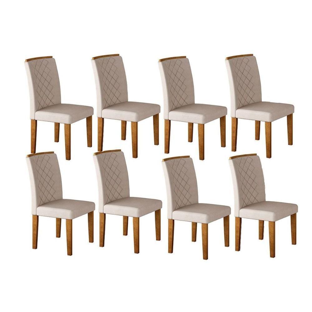 Conjunto: Mesa Sala Jantar Jade Kit 8 Un Imbuia/Veludo Creme - Rufato - 1