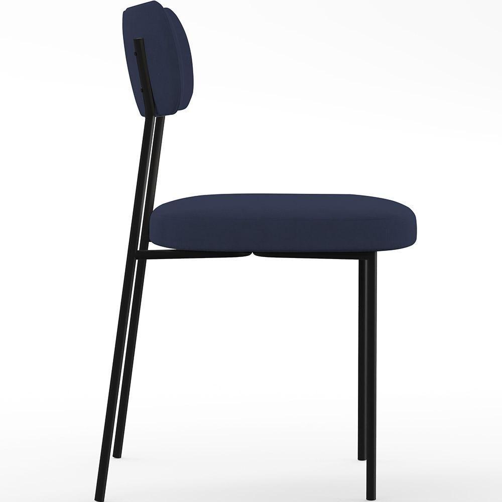 Cadeira Sala De Jantar L02 Suede Azul Marinho - 3