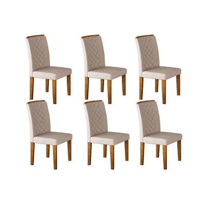 Conjunto: Mesa Sala Jantar Jade Kit 6 Un Imbuia/Veludo Creme - Rufato