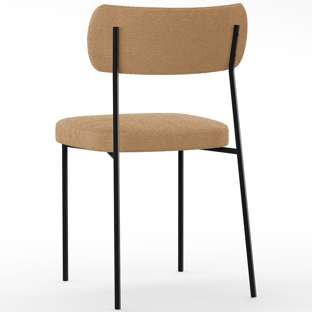 Kit 02 Cadeiras Estofadas Para Sala De Jantar Melina L02 Bouclê Mostarda - 2