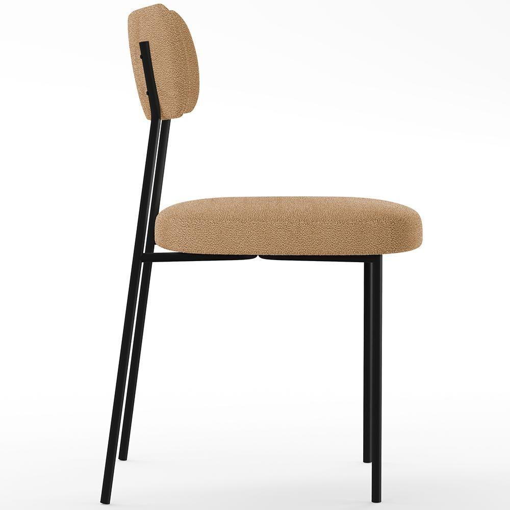 Kit 02 Cadeiras Estofadas Para Sala De Jantar Melina L02 Bouclê Mostarda - 3