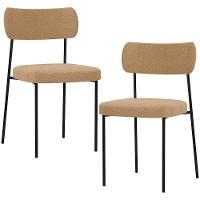 Kit 02 Cadeiras Estofadas Para Sala De Jantar Melina L02 Bouclê Mostarda - 1