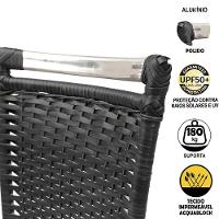 Cadeira De Jantar Em Alumínio Com Assento Impermeável Preta