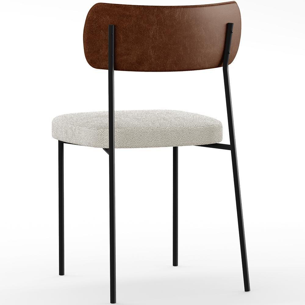 Kit 02 Cadeiras Sala De Jantar L02 Marrom Bouclê Creme - 2