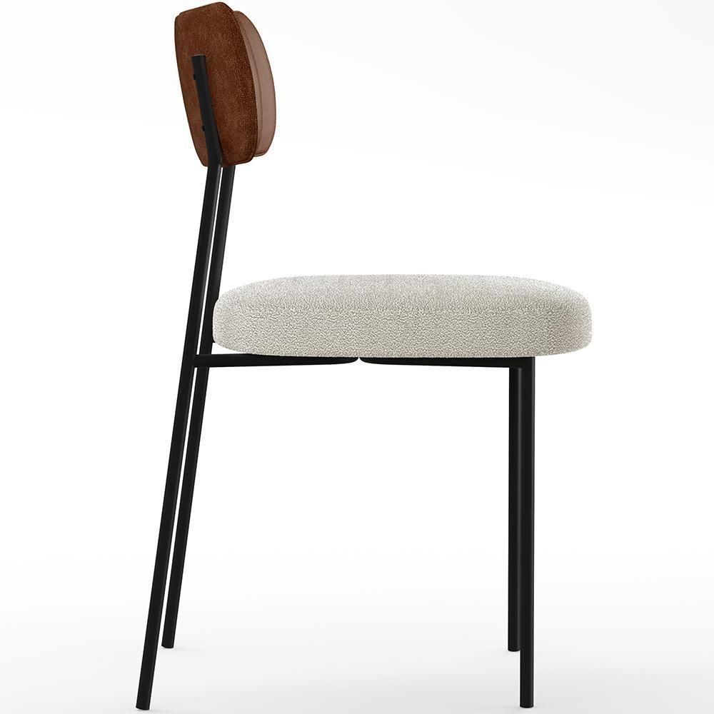 Kit 02 Cadeiras Sala De Jantar L02 Marrom Bouclê Creme - 3