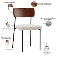 Kit 02 Cadeiras Sala De Jantar L02 Marrom Bouclê Creme - 6