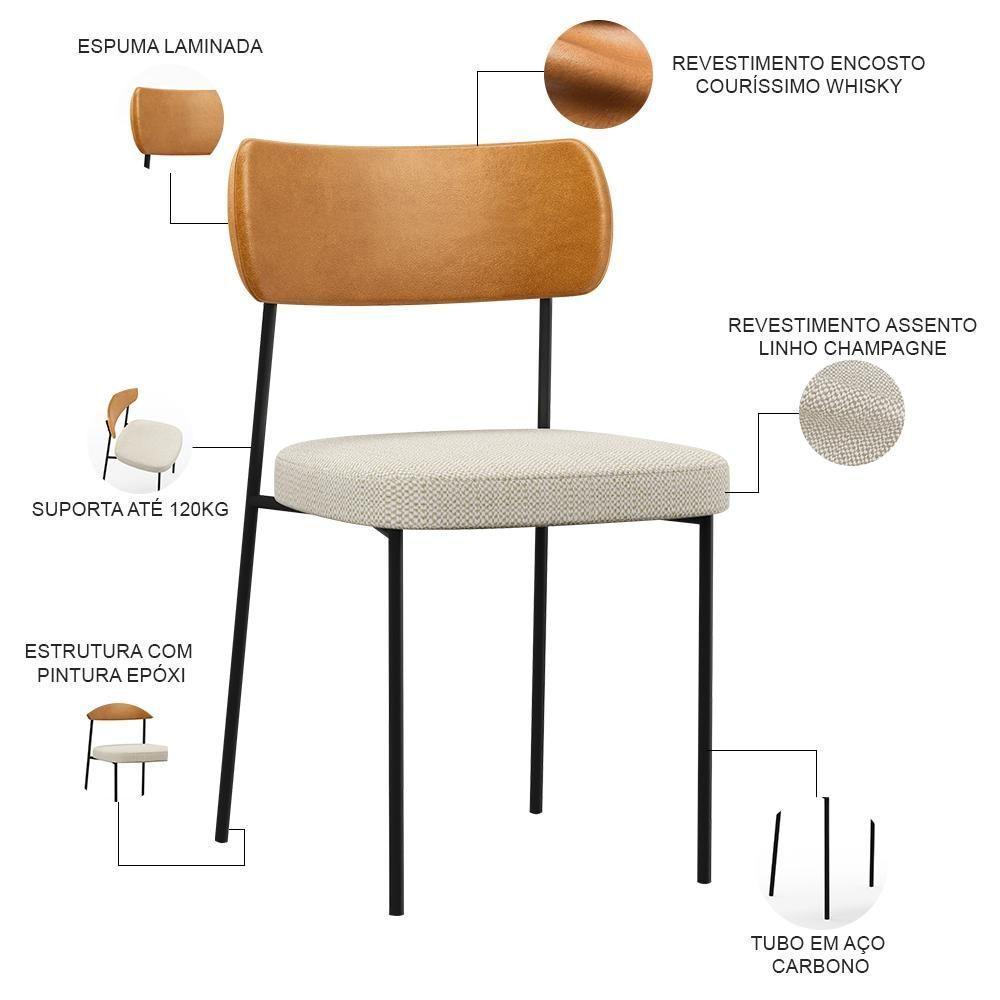 Cadeira Para Sala De Jantar Melina L02 Whsiky Champagne - 6