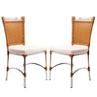 2 Cadeiras De Jantar Jk Em Alumínio E Assento Impermeável - 1