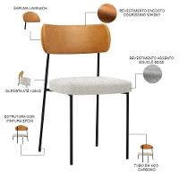 Kit 04 Cadeiras Para Sala De Jantar L02 Whisky Bouclê Creme - 6