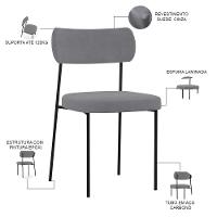 Kit 06 Cadeiras Sala De Jantar L02 Suede Cinza - 6