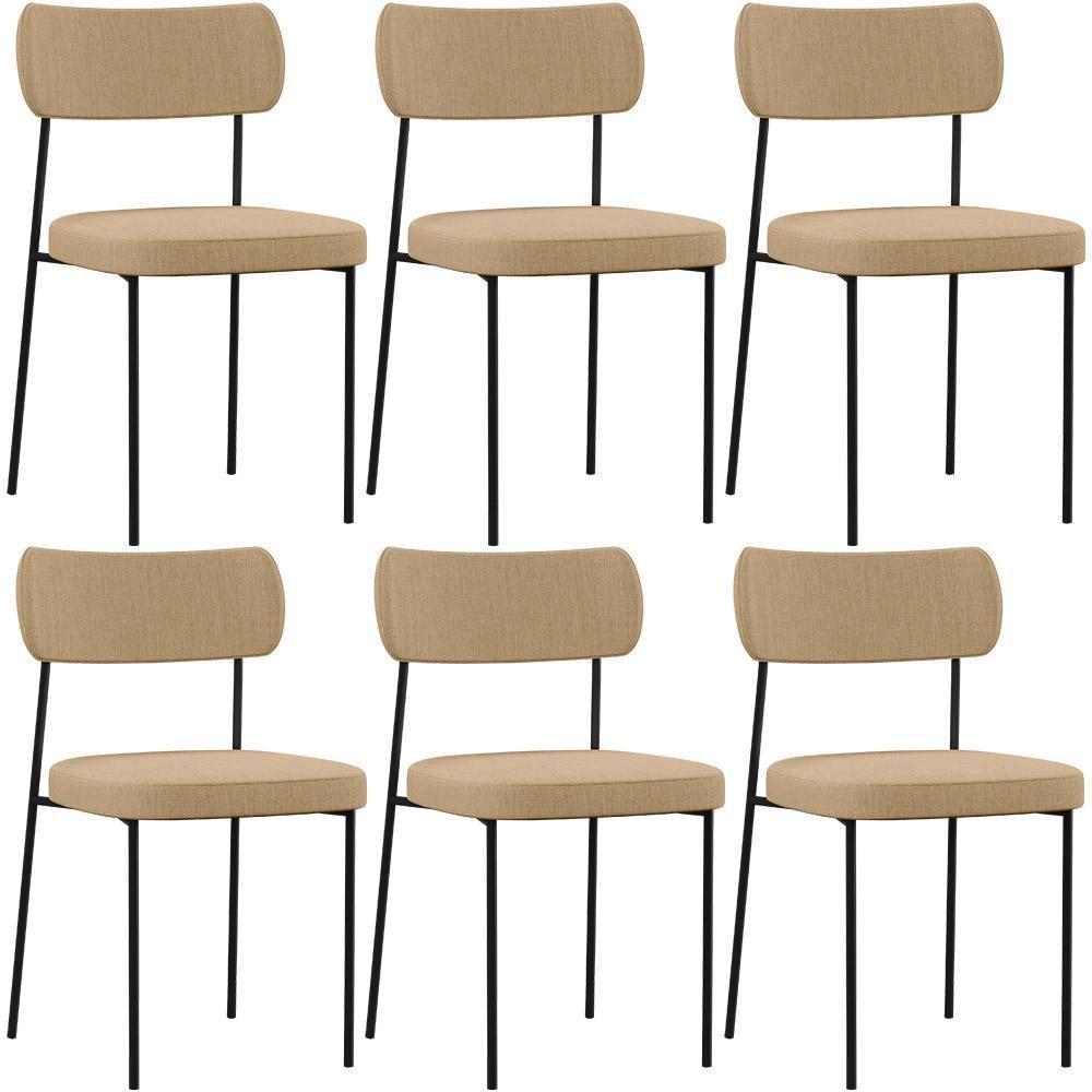 Kit 06 Cadeiras Sala De Jantar L02 Bege Escuro - 1