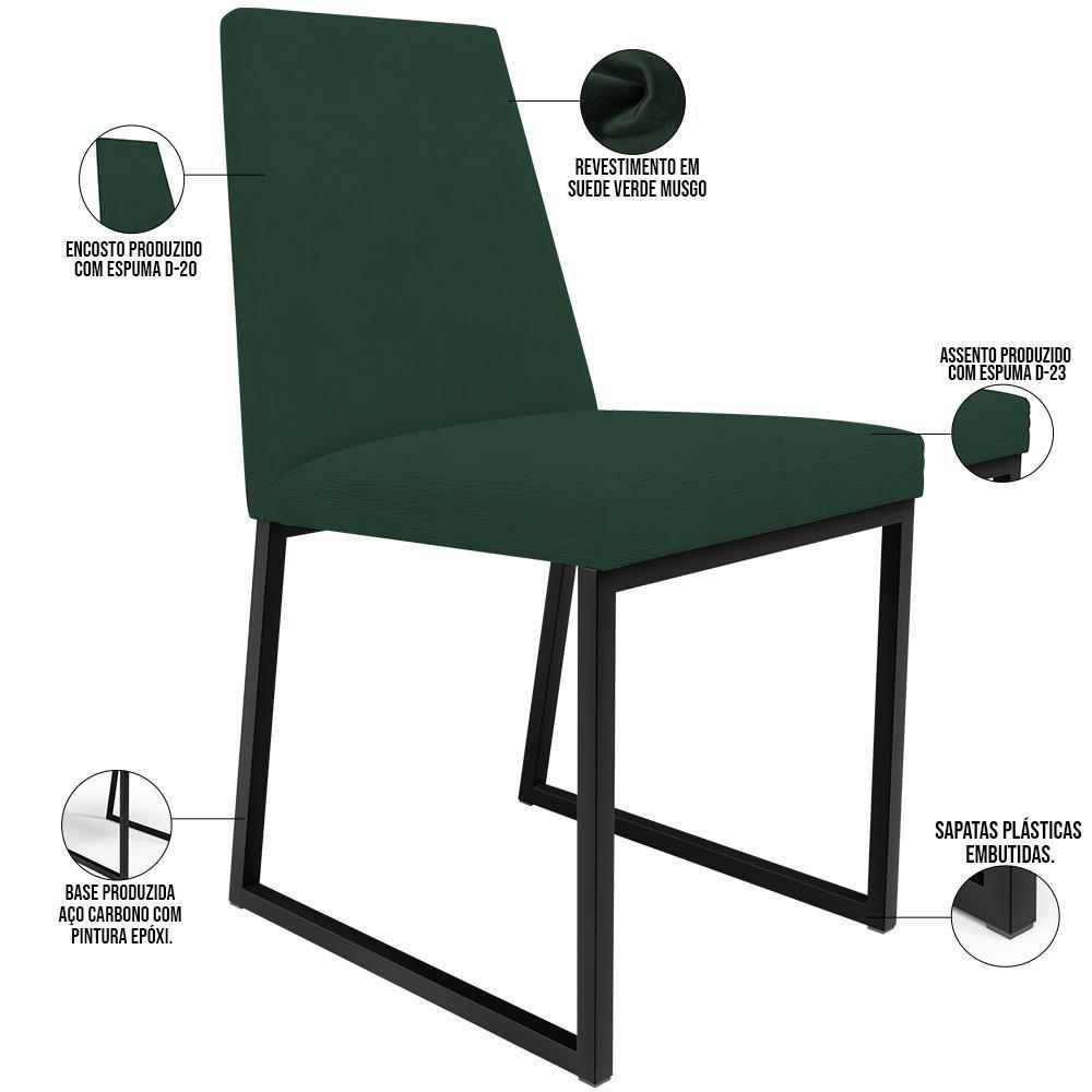 Kit 08 Cadeiras Para Sala Jantar L02 Suede Verde Musgo - 6