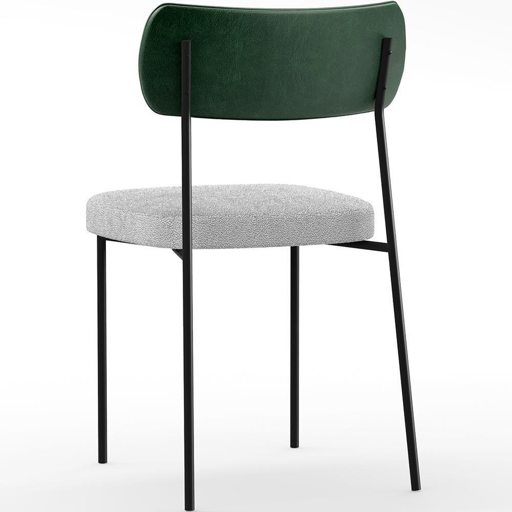 Kit 08 Cadeiras Sala De Jantar L02 Verde Musgo Bouclê Cinza - 4