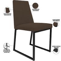 Kit 08 Cadeiras Sala De Jantar Preto L02 Suede Marrom - 6