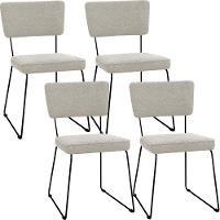 Kit 04 Cadeiras Base De Aço Allana L02 Bouclê Creme - 1