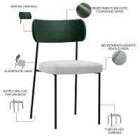 Kit 06 Cadeiras Sala De Jantar L02 Verde Musgo Bouclê Cinza - 6