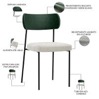 Cadeira Sala De Jantar L02 Verde Musgo Bouclê Creme - 6