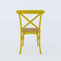 Kit 10 Cadeiras Katrina X Amarela Assento Bege Aço Asturias - Cor: Amarelo - 3