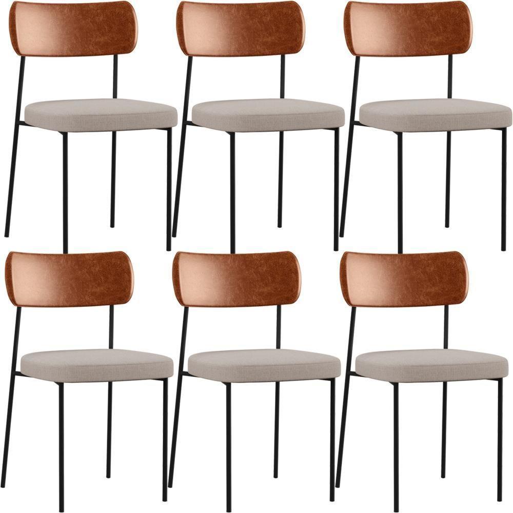 Kit 06 Cadeiras Para Sala De Jantar Melina L02 Camel Bege - 1